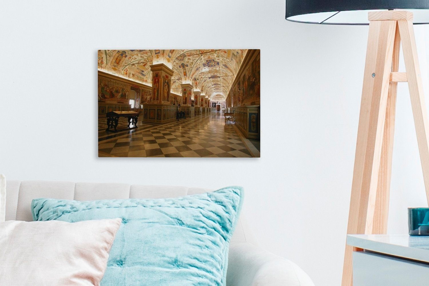 OneMillionCanvasses® Vatikanischen Leinwandbild 30x20 Wandbild der Saal Museum, im cm (1 Leinwandbilder, Aufhängefertig, Bibliothek St), Wanddeko,