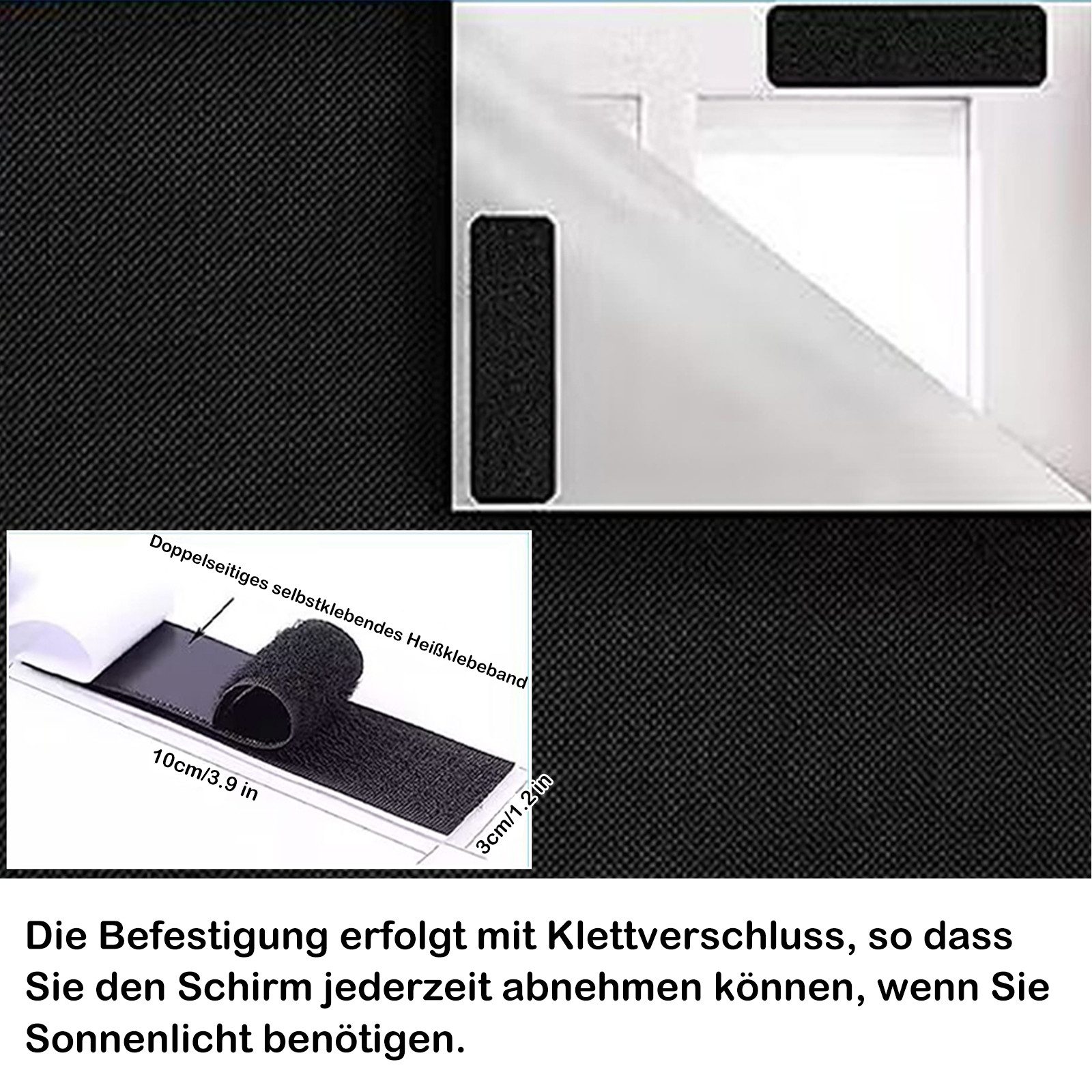 Sunicol Scheibengardine DIY Fenster Verdunkelung, 100% Blackout, mit Magisches Klebeband, Sonnenschutz, Innen Verdunklungsfolie, Thermofolie, Schwarz – Bild 3 von 5