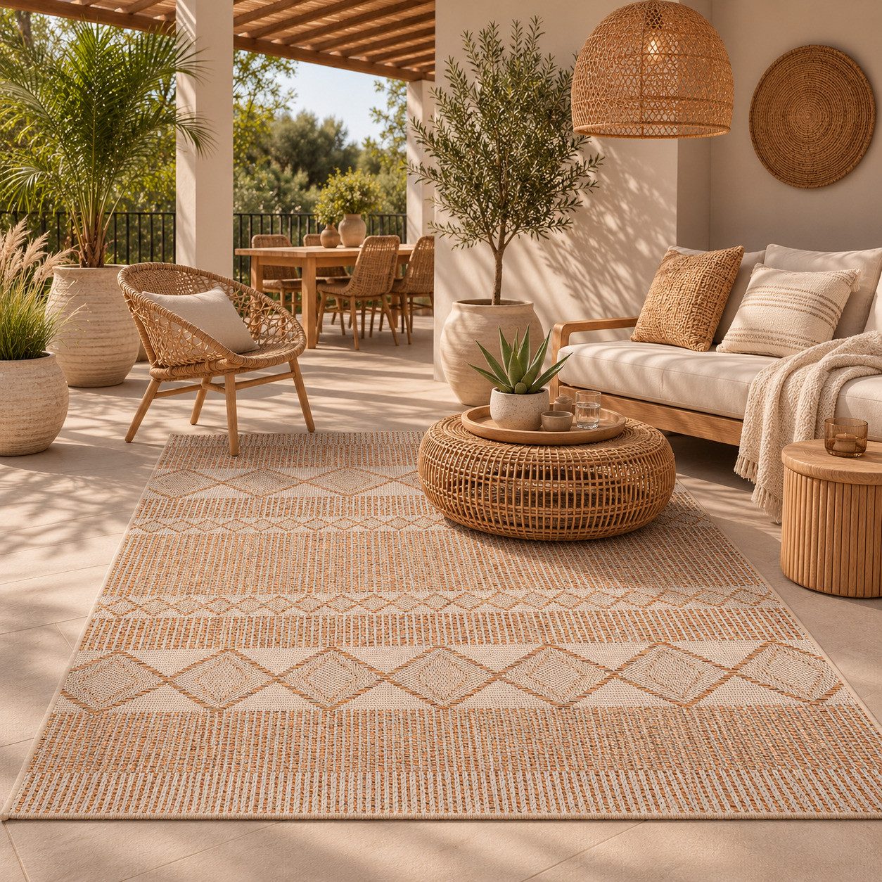 Pergamon Outdoorteppich Panama In- und Outdoor Teppich, Rechteckig, Höhe: 6 mm