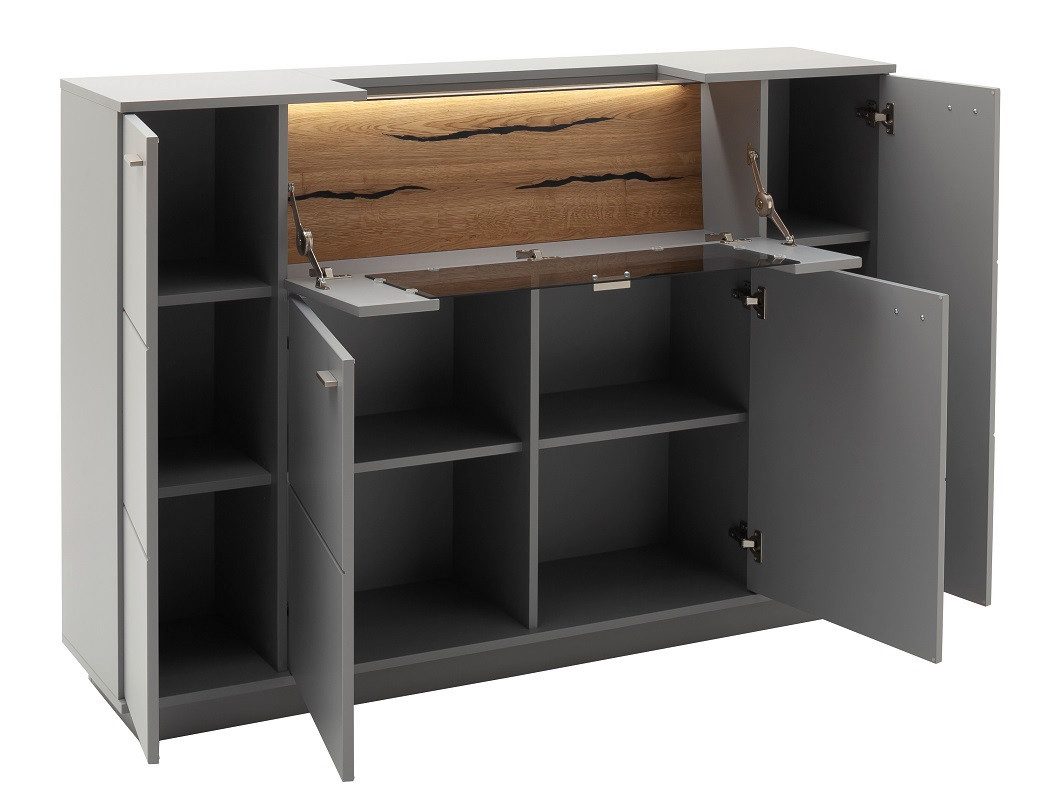 MCA furniture Vitrine Highboard Sevilla, Arktis grau, ohne Beleuchtung