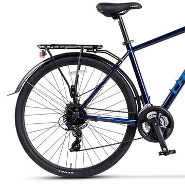 CARPAT SPORT Trekkingrad 28 Zoll Trekking Bike für Damen Herren, 24 Gang Shimano Tourney Schaltwerk, Kettenschaltung, (Aluminium Rahmen, Mechanische Scheibenbremse), Rennrad, Mountainbike, City Commuter Citybike Fahrrad