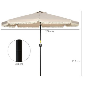 Outsunny Sonnenschirm neigbar, Stahl, LxB: 268x268 cm, Set, Sonnenschirm, mit Fransen