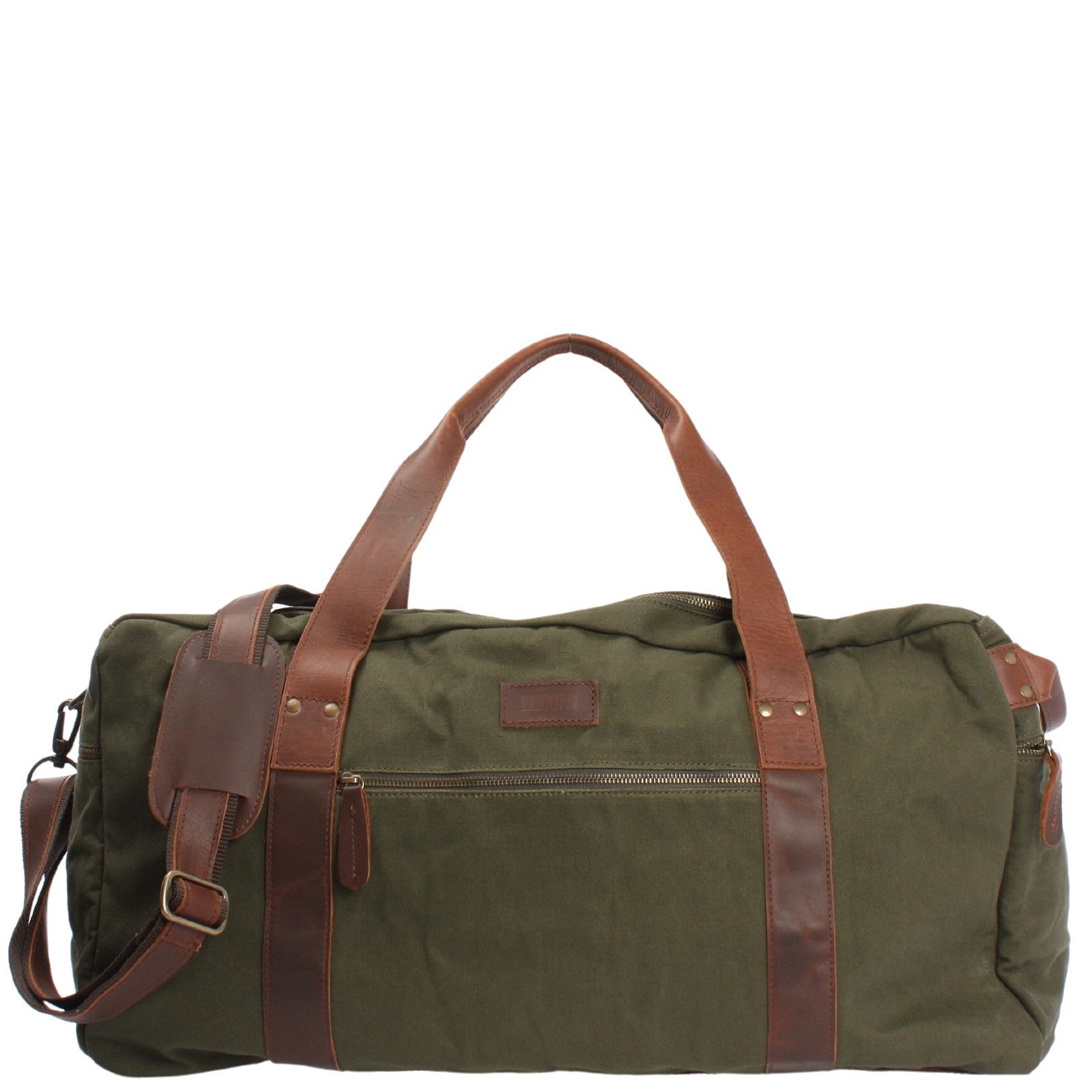 LECONI Reisetasche große Sporttasche Damen Herren Weekender Gepäck Leder Canvas LE2025, viel Stauraum, Platz & Fächer – 60×30×26 cm