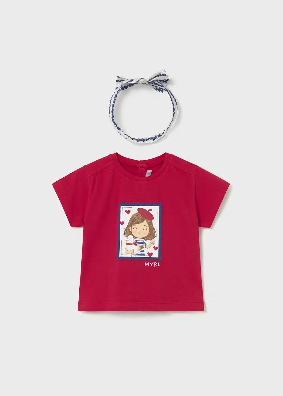 Mayoral Print-Shirt Mayoral Baby Mädchen T-Shirt mit Haarband Set (1081-10)