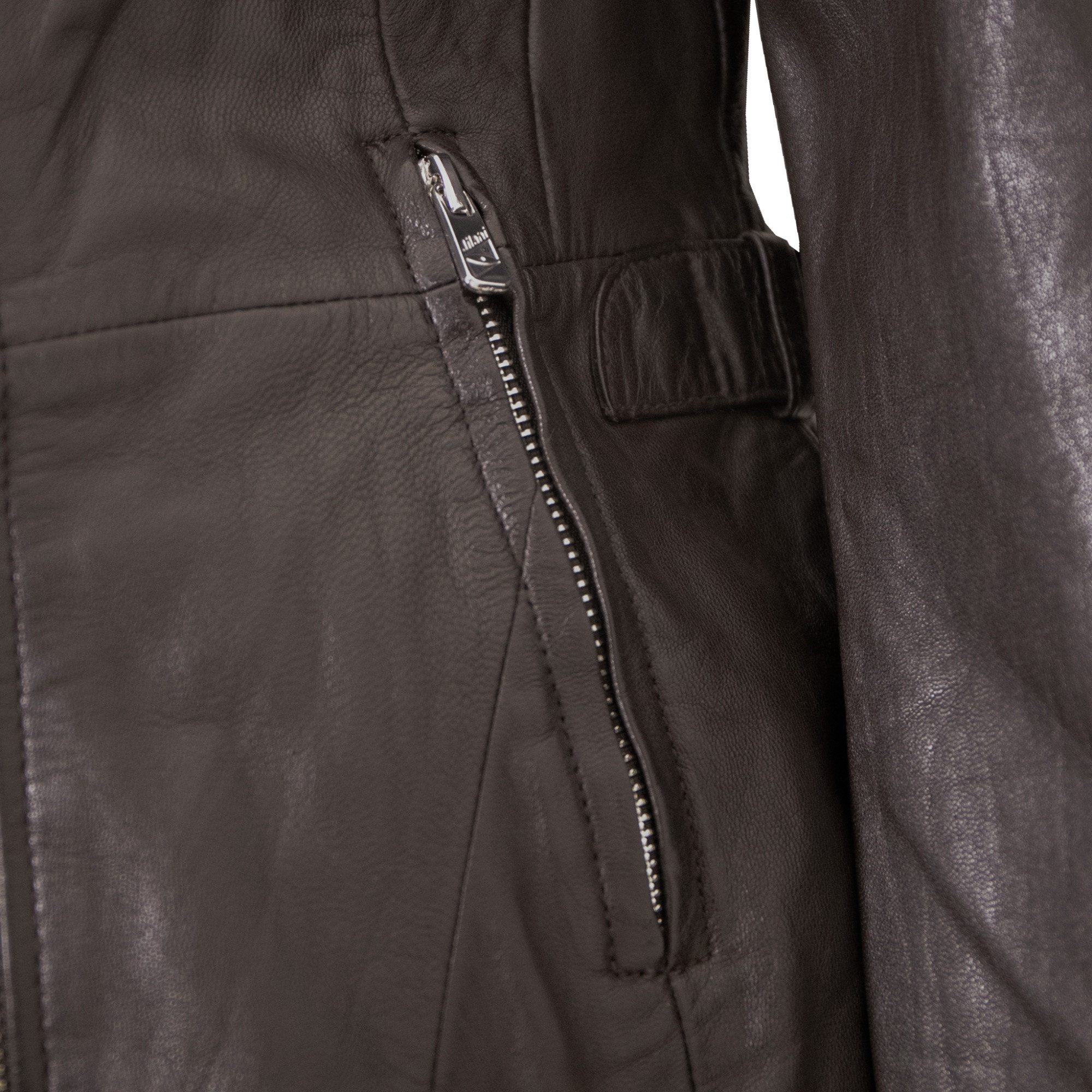 Jilani Lederjacke Juniper Jilani - Damen Ledermantel Lammnappa chocolate torte