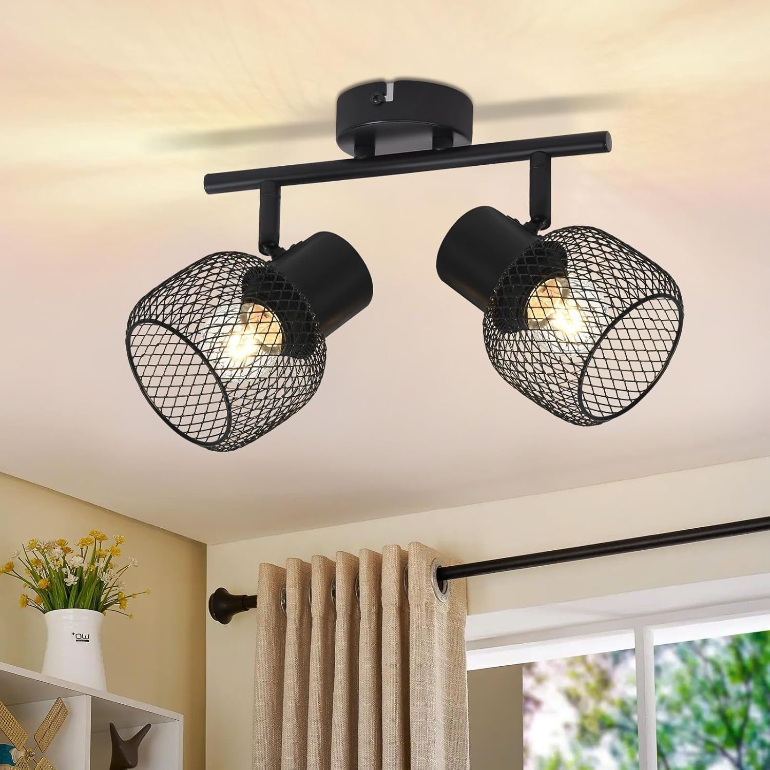 ZMH Deckenleuchte Deckenstrahler Schwarz - Metall Vintage Deckenspot E27 fü günstig online kaufen