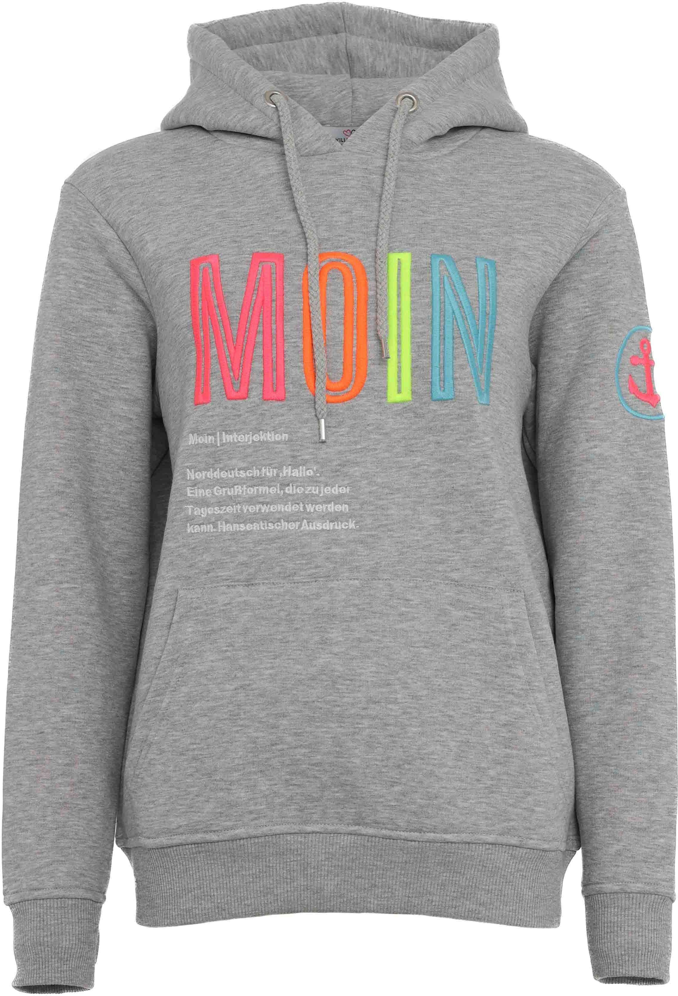 Zwillingsherz Sweatshirt mit Kapuze, Frontprint, Neondetail