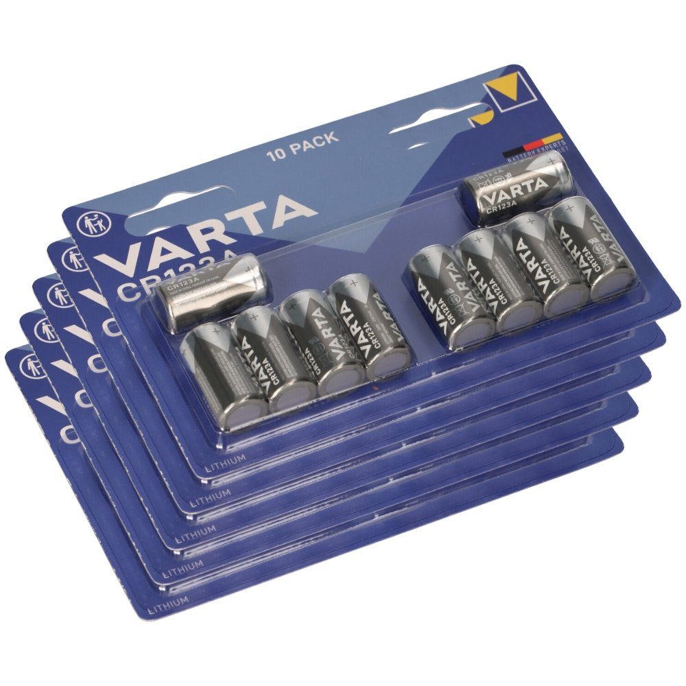 VARTA 50x CR123A Varta Batterie Lithium 3V Photo Blister Batterie