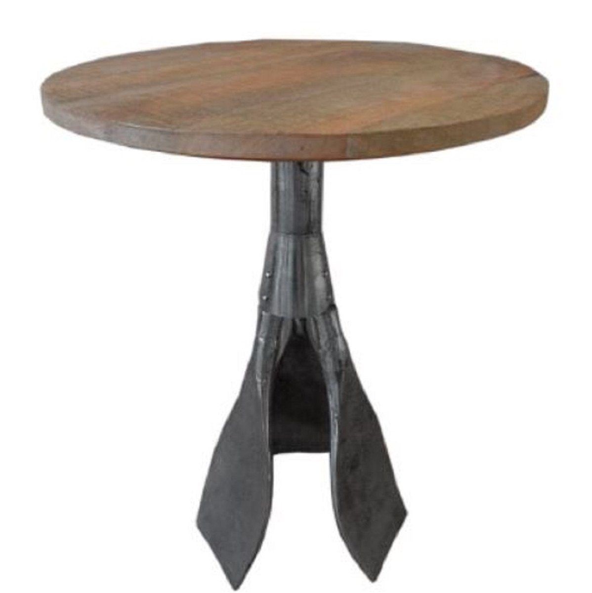 Casa Padrino Beistelltisch Designer Beistelltisch Braun / Silber Ø 59 x H. 74 cm - Runder Tisch mit Paddelbeinen