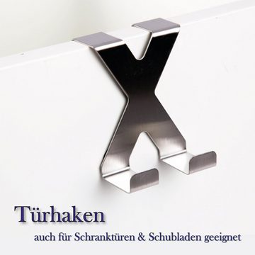 Bestlivings Türhaken Garderobenhaken zum einhängen, Badezimmer, Türen, Kleiderschränke, (2-St., (4 Haken), Garderobenhaken - Fensterhaken Metall ohne Bohren Kleben