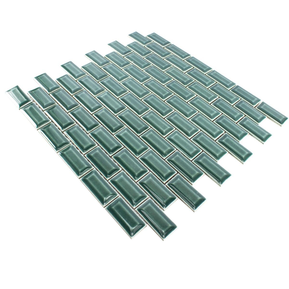 Mosafil Mosaikfliesen Keramikmosaik Fliesen Organica Metro, Keramik 30.000x30.000, grün, Verlegefertig auf ein Netz geklebt - Frostsicher - Wasserfest