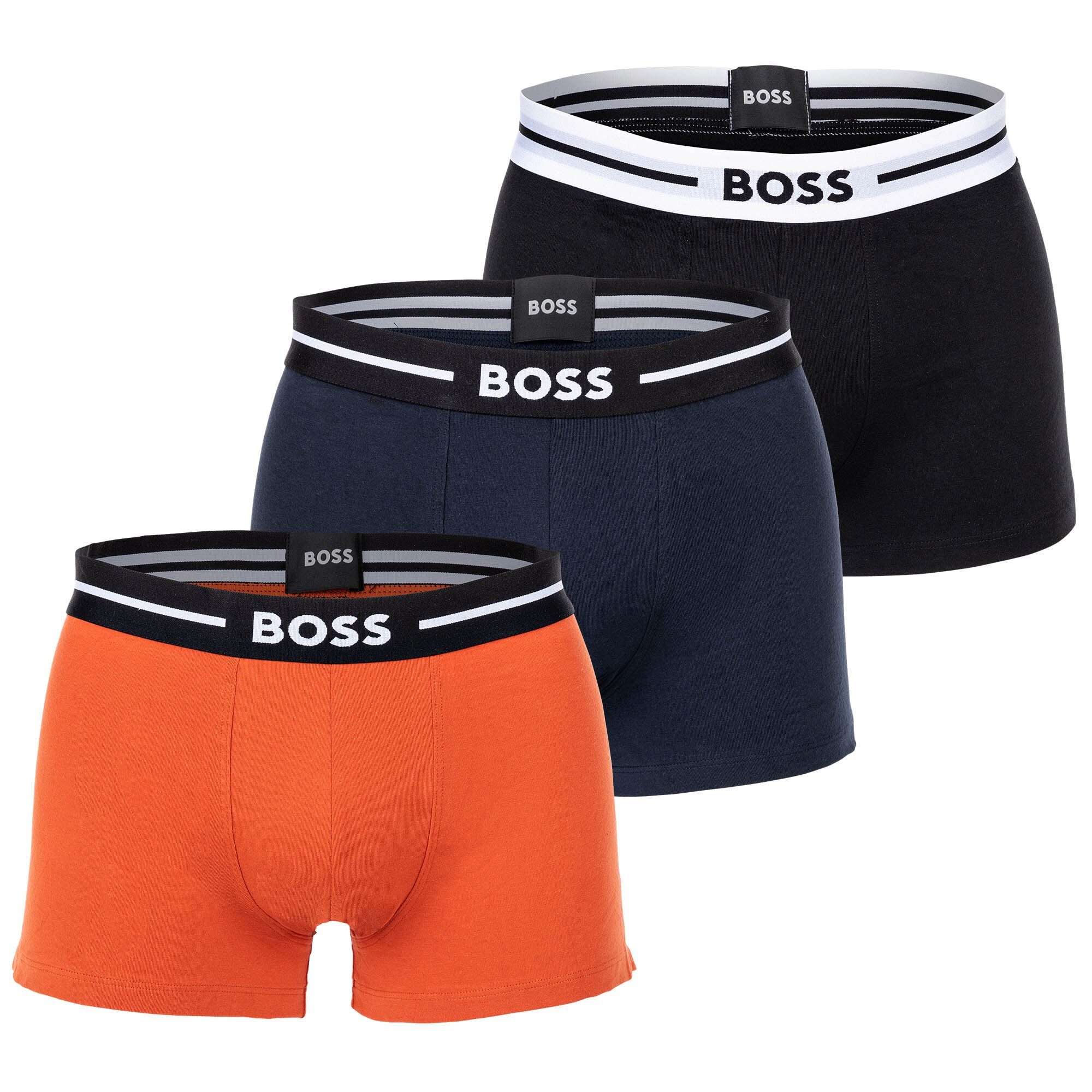 BOSS Boxer Herren Trunks, 3er Pack - Bold, Unterwäsche Schwarz/Orange