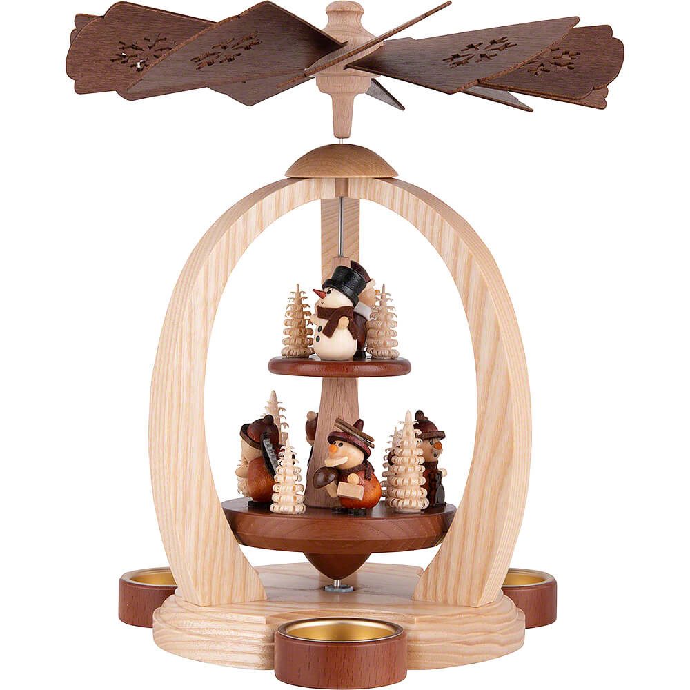 Erzgebirge-Palast Weihnachtspyramide 2-stöckige Pyramide Waldleute zur Weihnachtszeit - Exklusiv (26cm) von