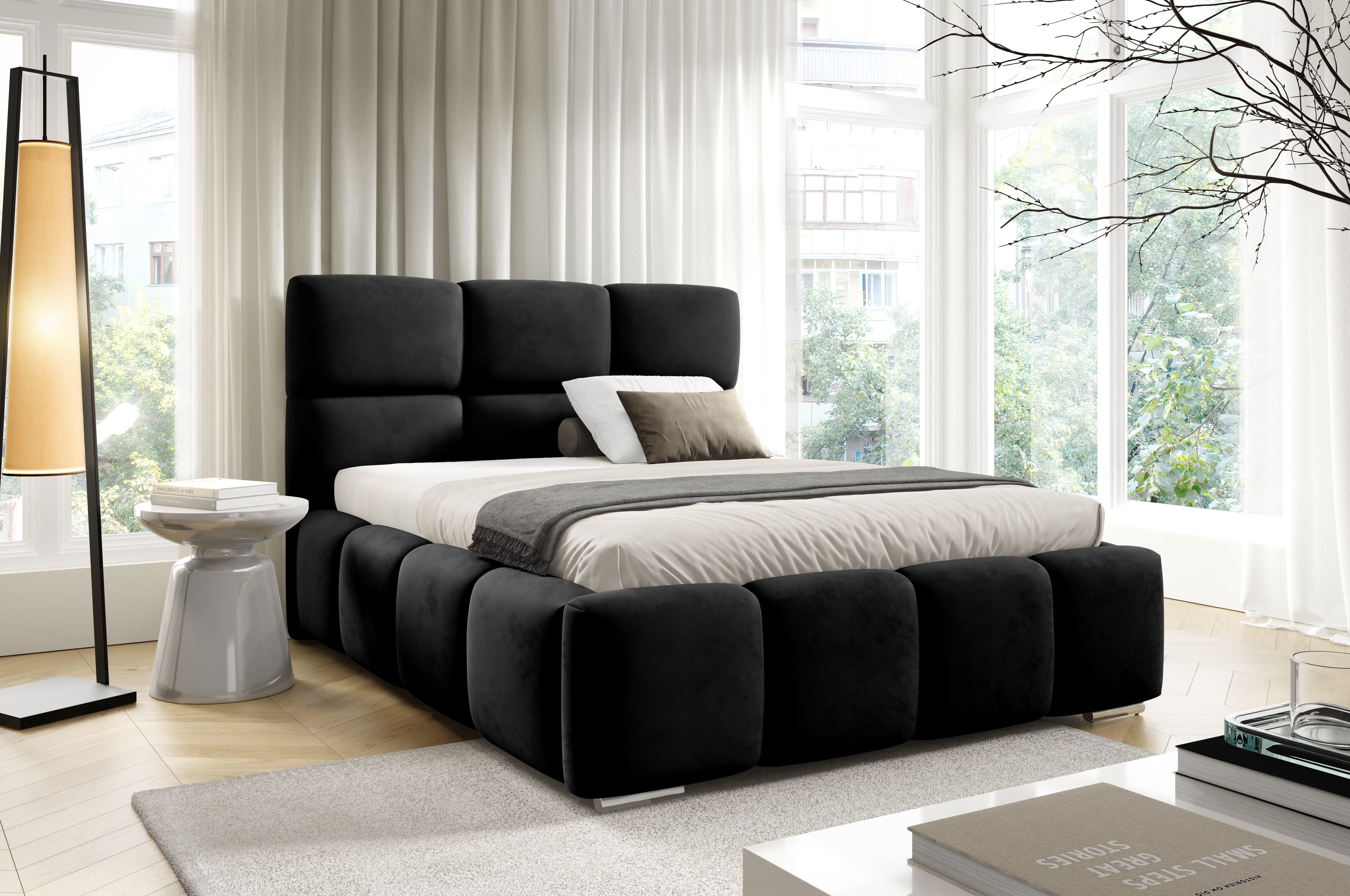 thematys Polsterbett mit Bettkasten & Lattenrost – Stauraumbett+ 140x200 - 200x200 cm