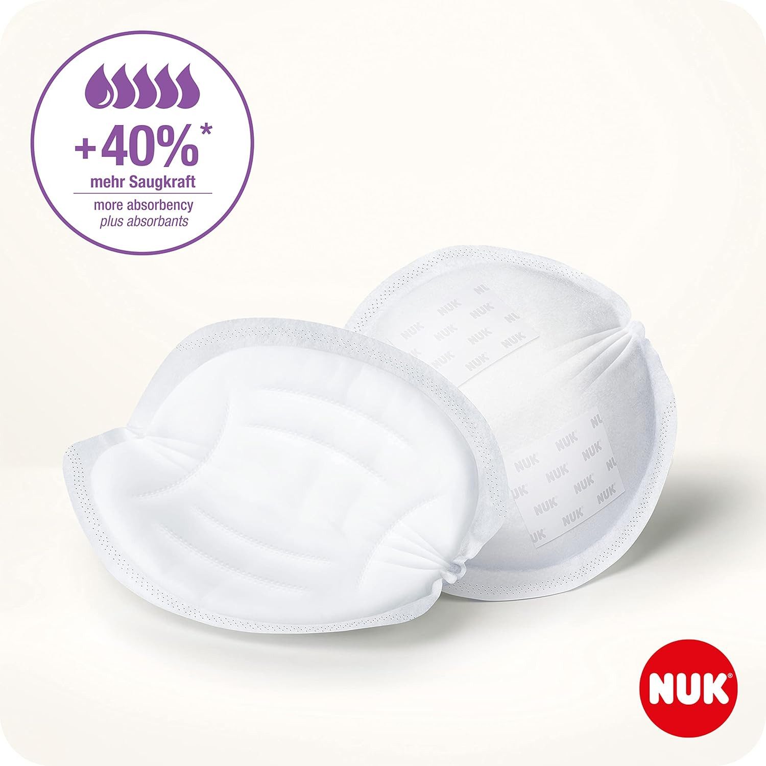NUK BH-Stilleinlagen NUK Stilleinlagen High Performance – 60 Stück, Atmungsaktiv, 60-St., Zwei große Klebestreifen verhindern verrutschen