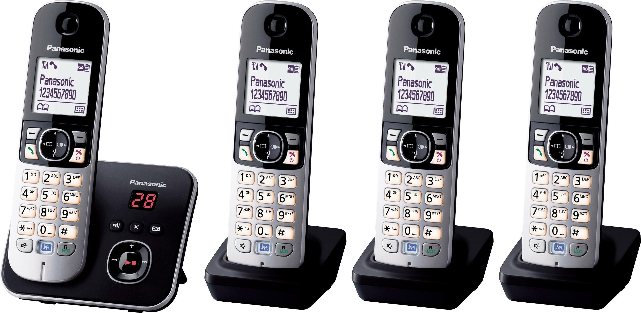 Panasonic KX-TG6824GB Schnurloses DECT-Telefon (Mobilteile: 4, Nachtmodis, Anrufbeantworter) Freisprechen