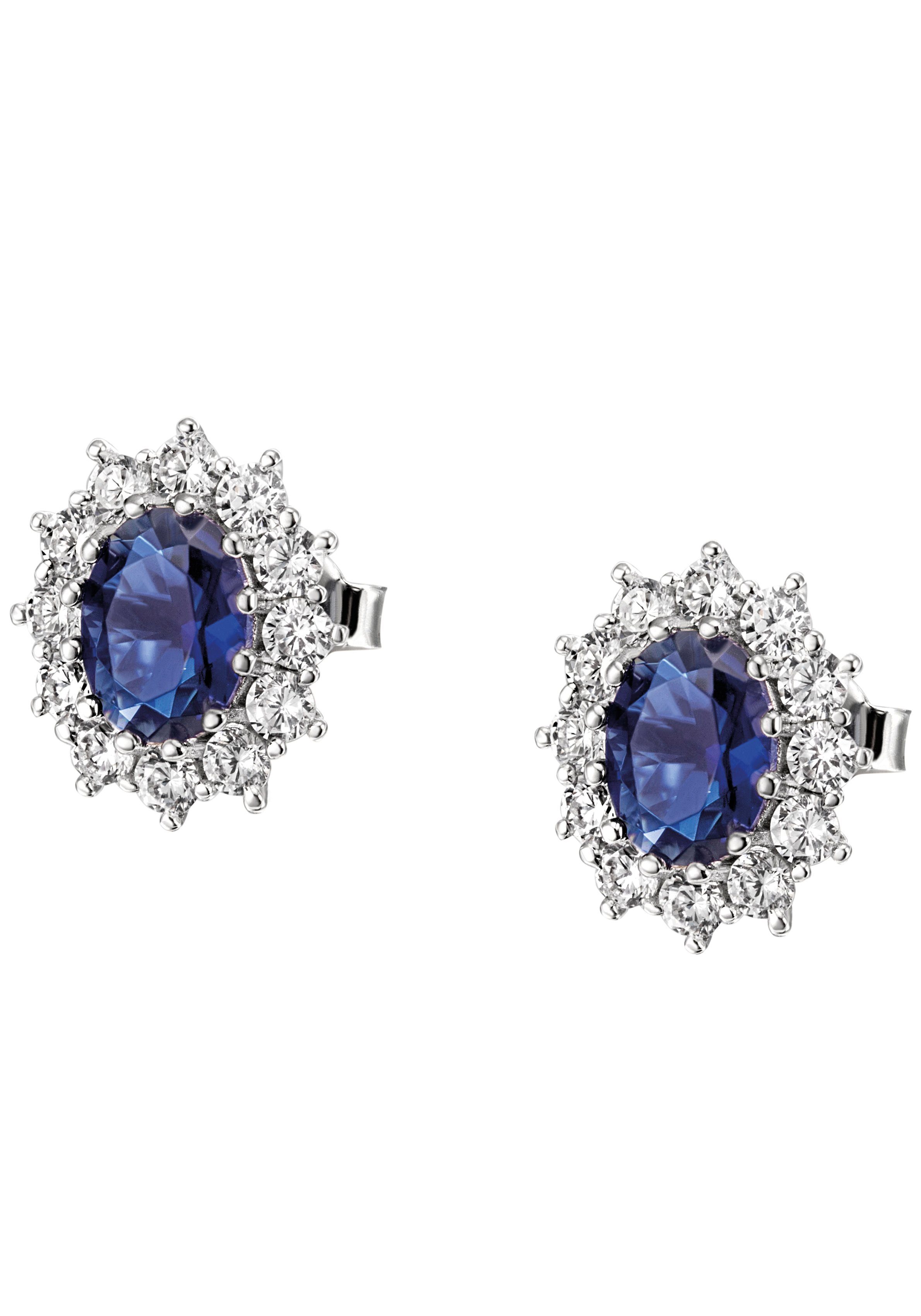 Firetti Paar Ohrstecker Schmuck Geschenk Silber 925 Ohrschmuck Ohrringe Lady D Diana Royal, mit Glasstein, Zirkonia (synth)