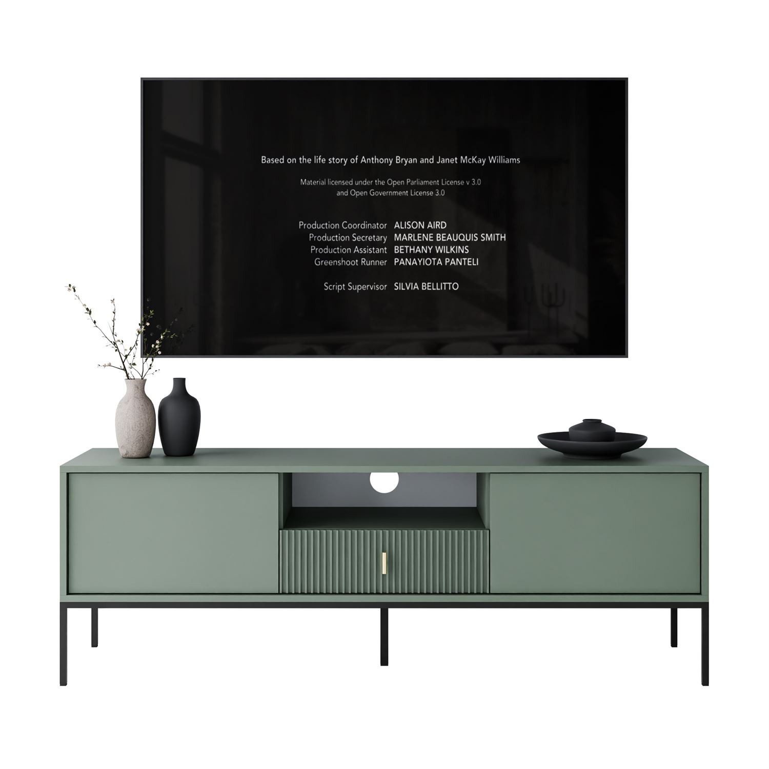 Lookway TV-Schrank MIDNIGHT mit Schubladen auf Gestell Breite 154,5 cm
