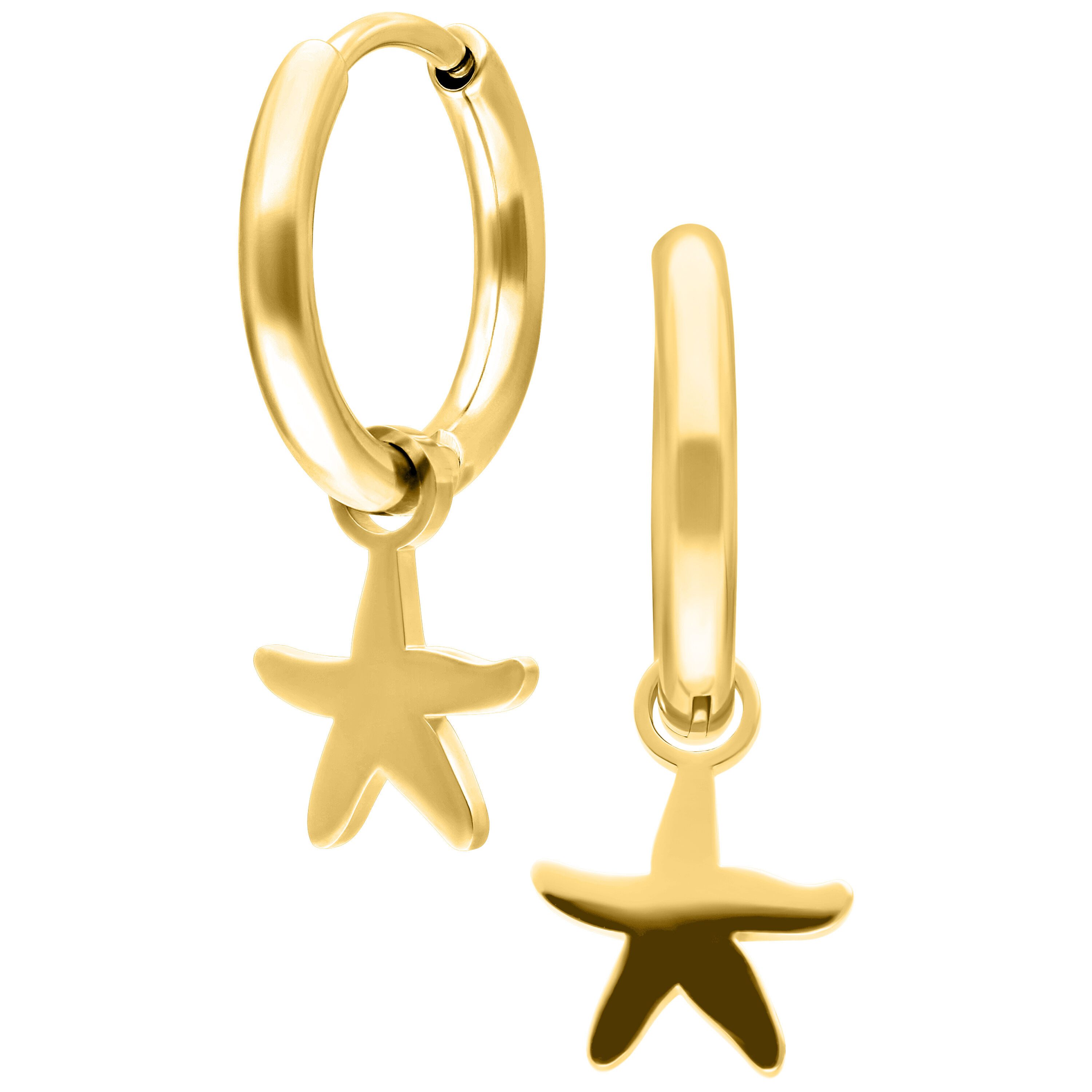 Paar Ohrhänger Mini Starfish Hoops Pair - Gold
