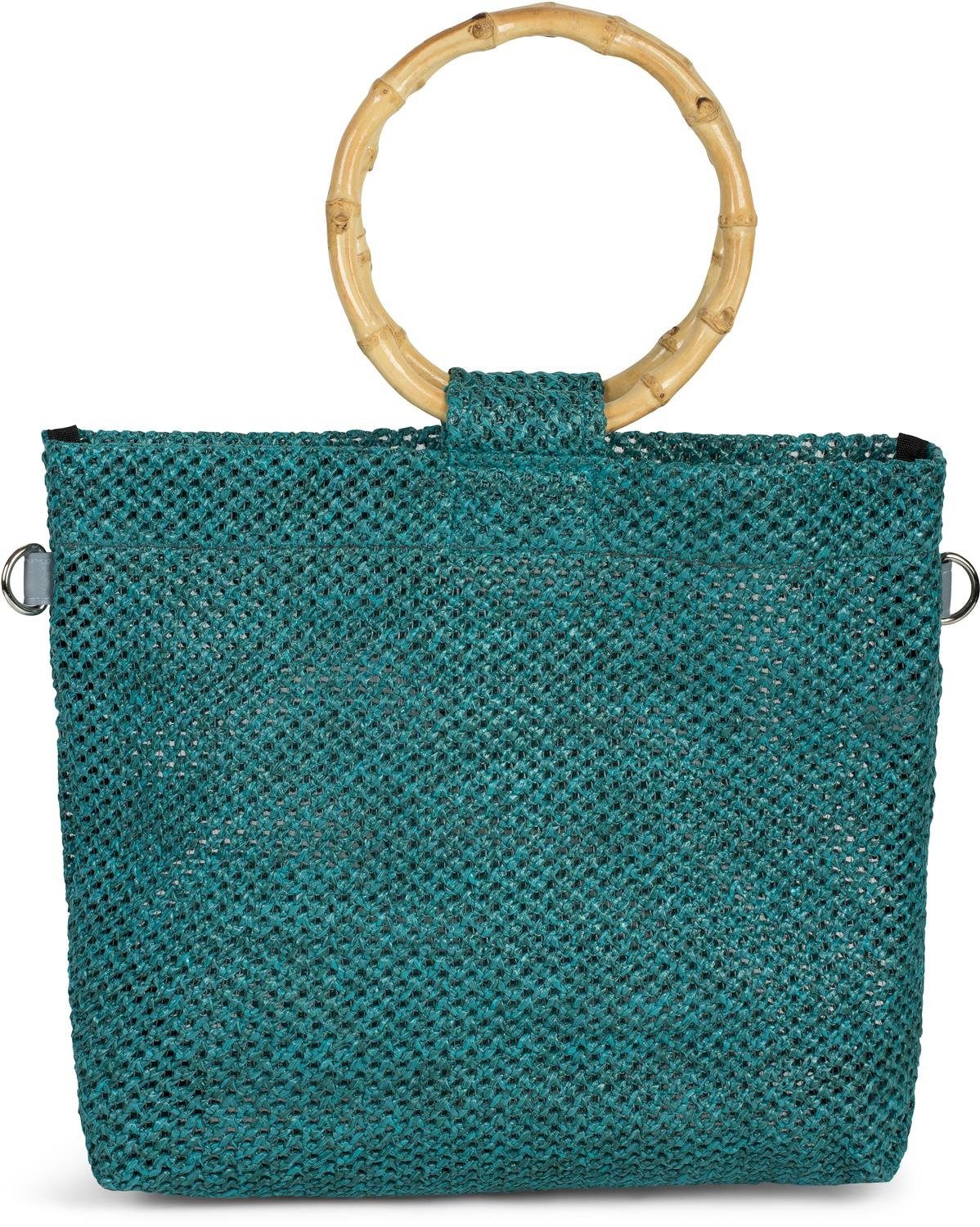 styleBREAKER Henkeltasche Henkeltasche mit Bambus Henkel in Häkel Optik (1-tlg)
