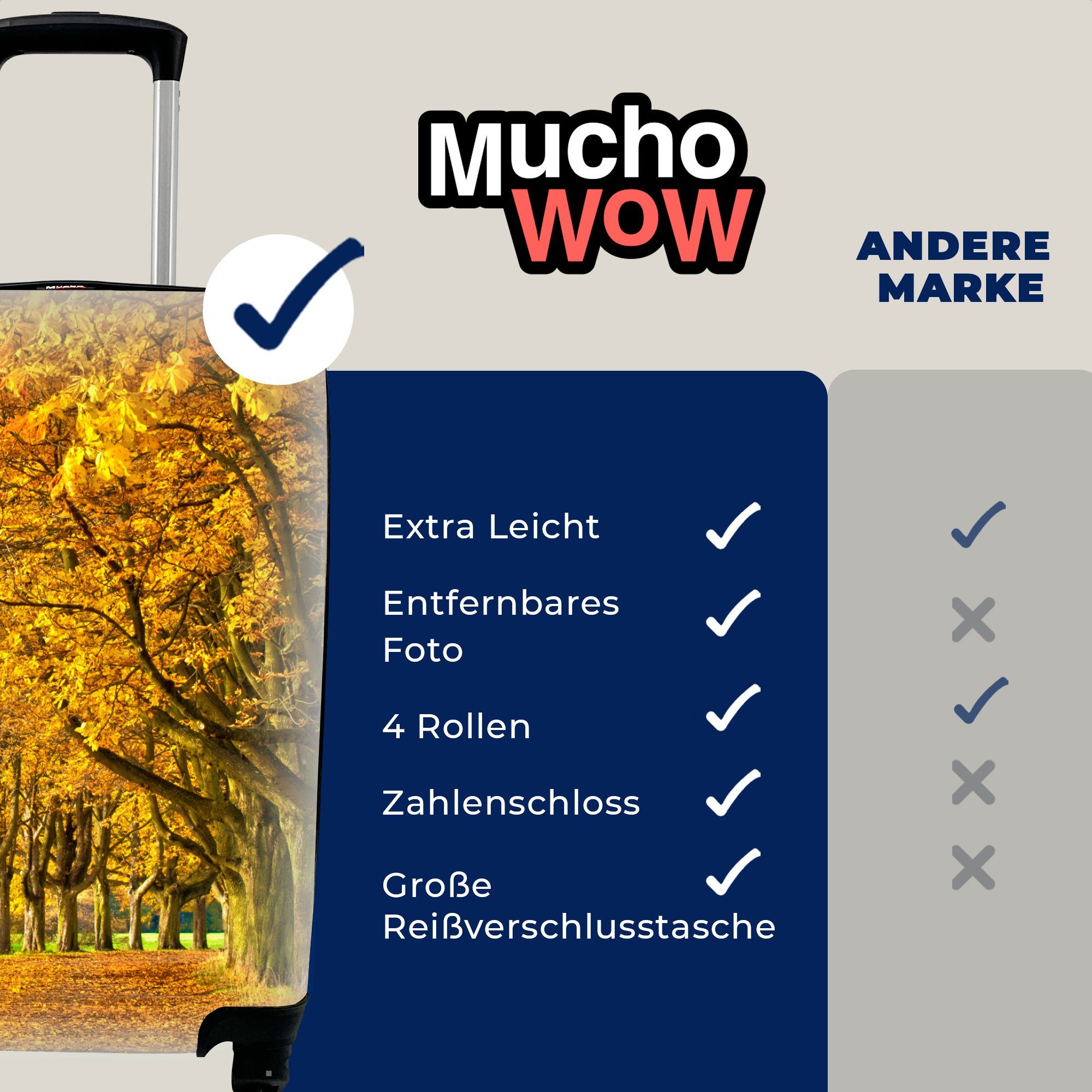 MuchoWow Handgepäckkoffer Kastanienbäume Ferien, Handgepäck mit für Viele europäischen im Deutschland, 4 rollen, Reisekoffer Trolley, Rollen, Reisetasche