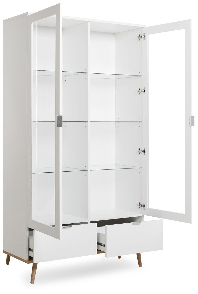 Finori Vitrine Göteborg 54 Weiß, Sonoma günstig online kaufen
