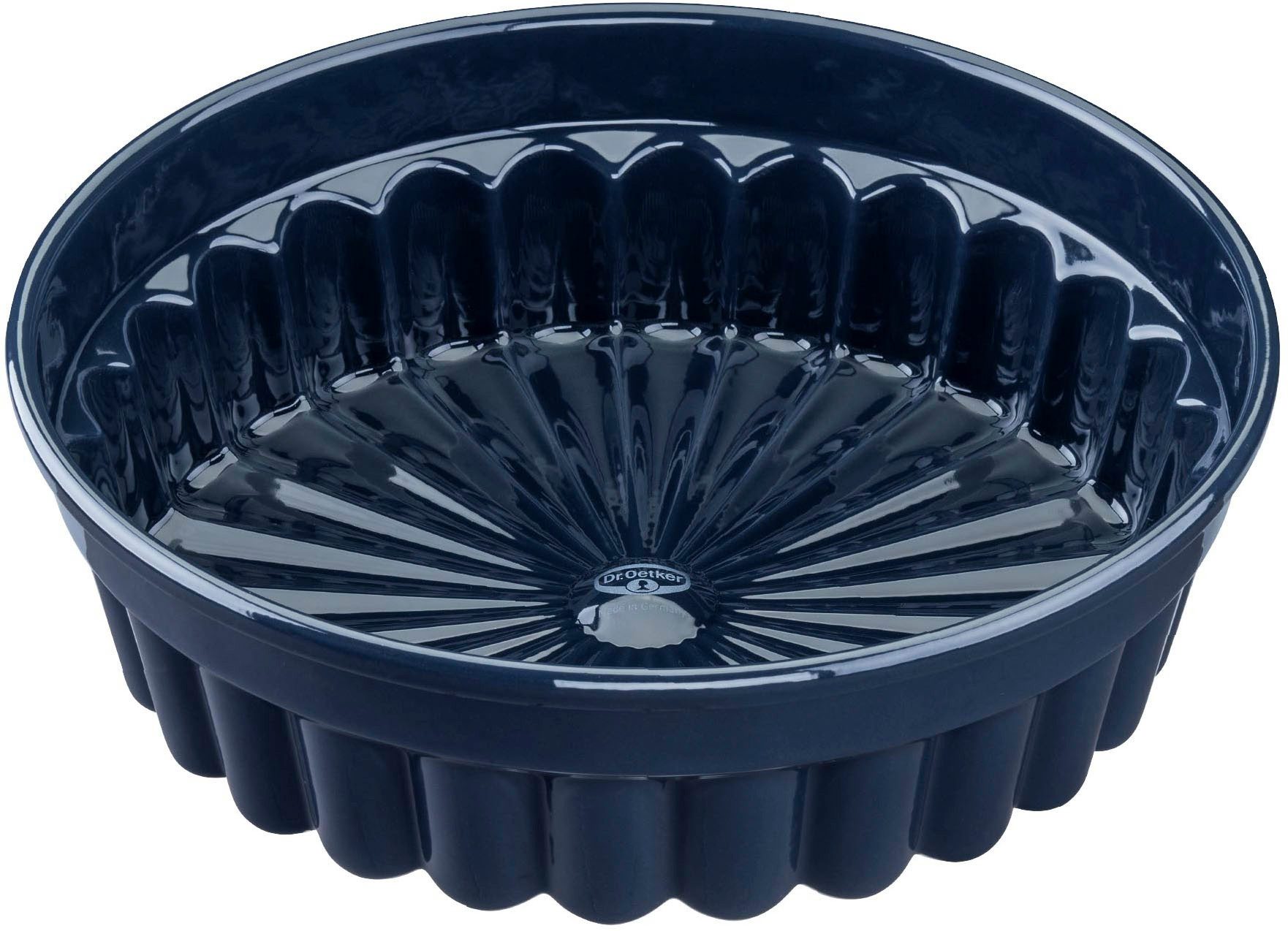 Dr. Oetker Küchenhelfer Backform Charlottenform Back-Liebe Emaille, Ø 28 cm, ozeanblau, Emaille-Versiegelung, schnitt- und kratzfest, spülmaschinengeeignet