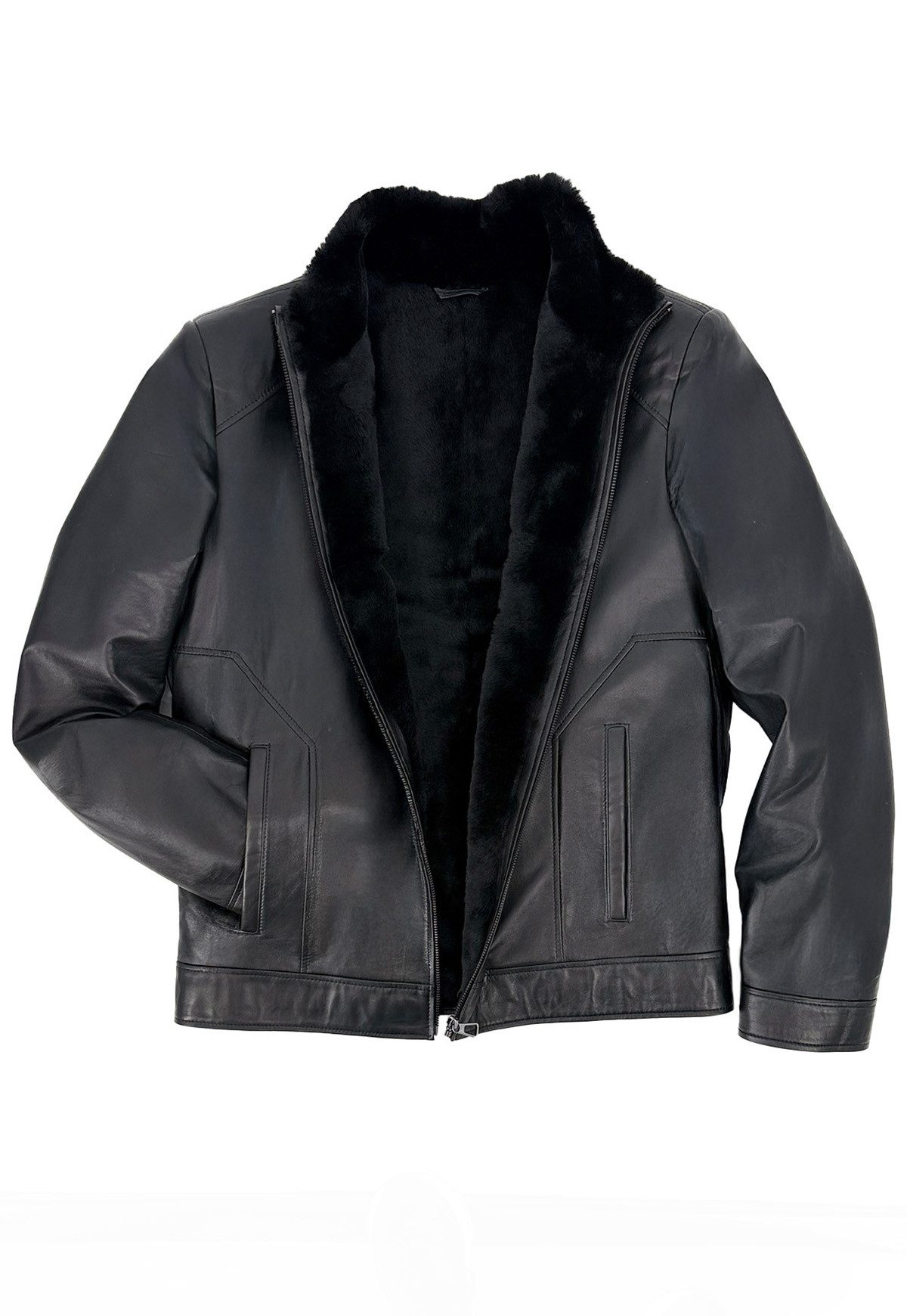 Hollert Winterjacke Herren Lammfelljacke Kevin Schwarz Echtleder günstig online kaufen