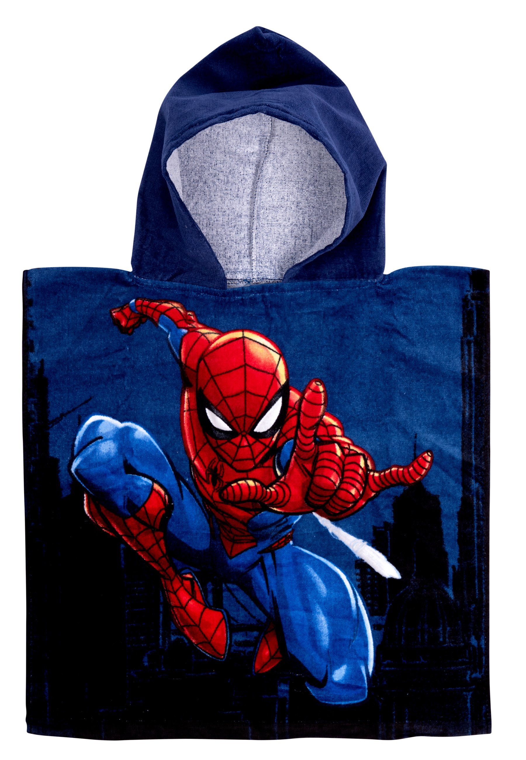 United Labels® Strandtücher Spiderman - Badeponcho Baumwolle 100 x 50 cm