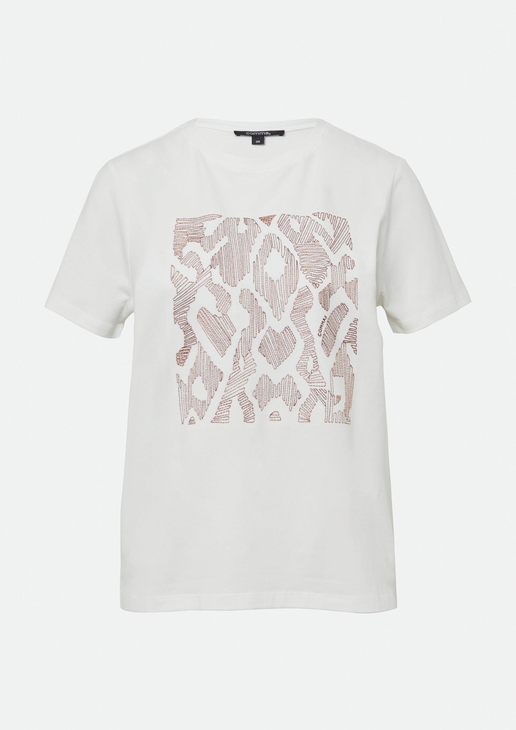 comma Kurzarmshirt T-Shirt T-Shirt aus Baumwollmix mit Artwork