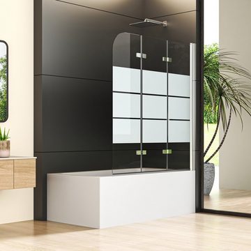 Boromal Badewannenaufsatz Duschwand für Badewanne 130x140cm 3-teilig Faltbar Badewannenfaltwand, verfügt über eine Hebe- Senkfunktion