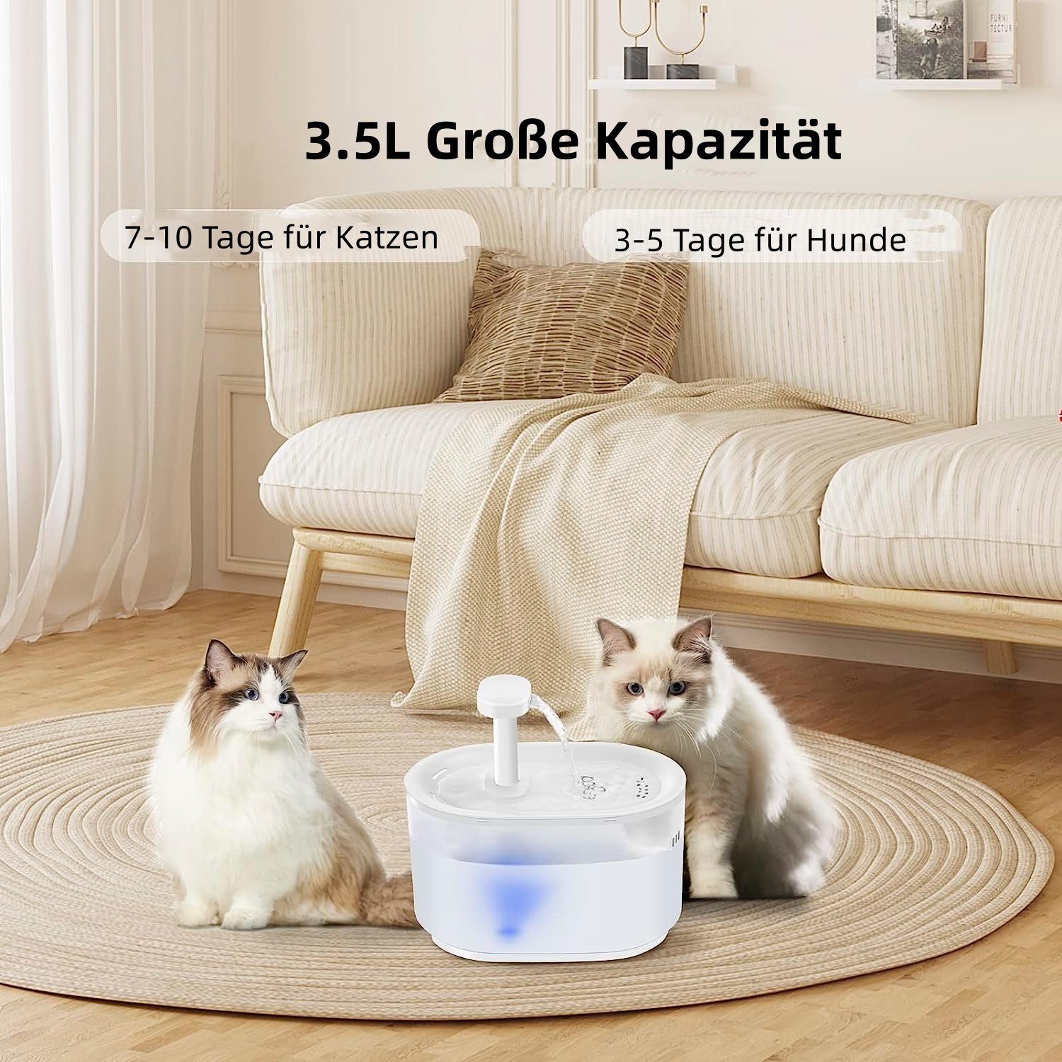 EUGAD Trinkbrunnen 3.5 l, Katzenbrunnen, Wassermangelerinnerung, günstig online kaufen