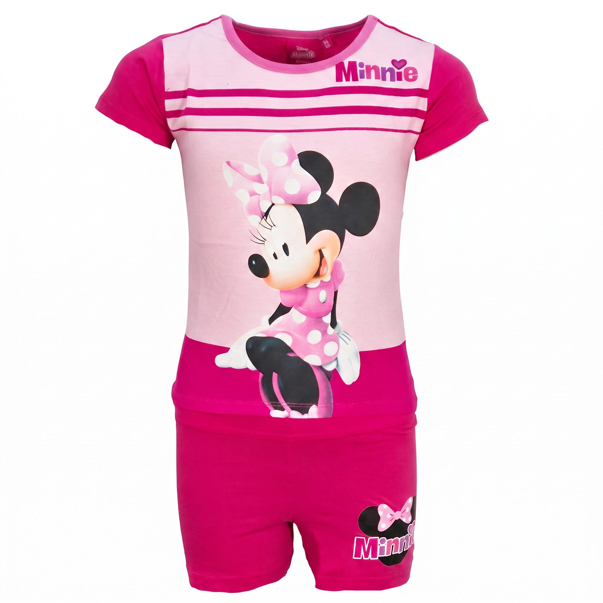 Disney Print-Shirt Disney Minnie Maus Kinder Mädchen Sommerset Shorts plus T-Shirt 100% Baumwolle, Gr. 98 bis 128