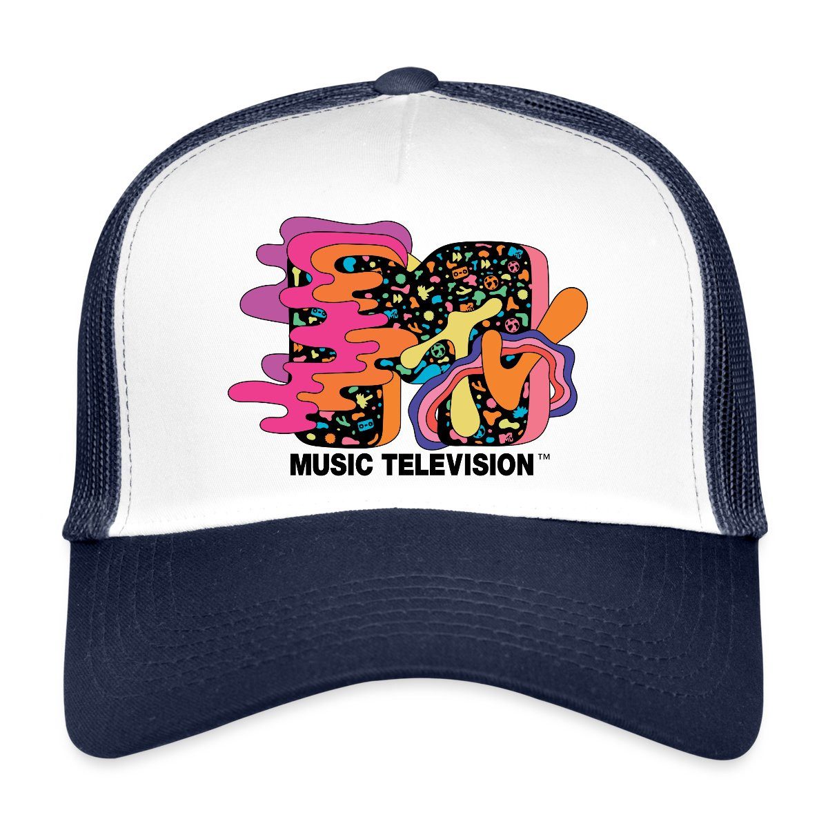 Trucker Cap MTV Music Television Buntes Trippy Logo Trucker Cap