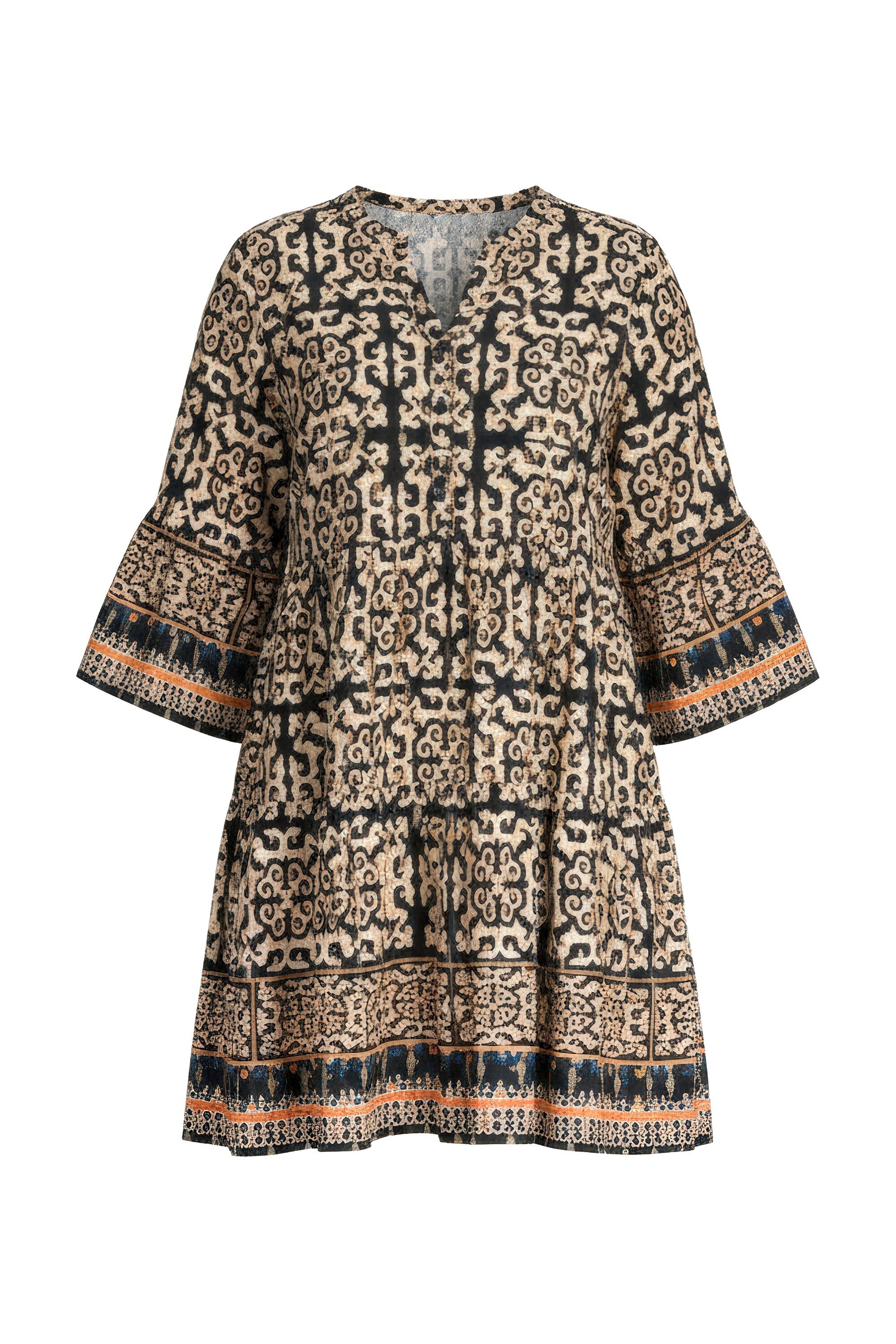 MIAMODA Tunika Longtunika A-Linie Allovermuster Volantärmel günstig online kaufen