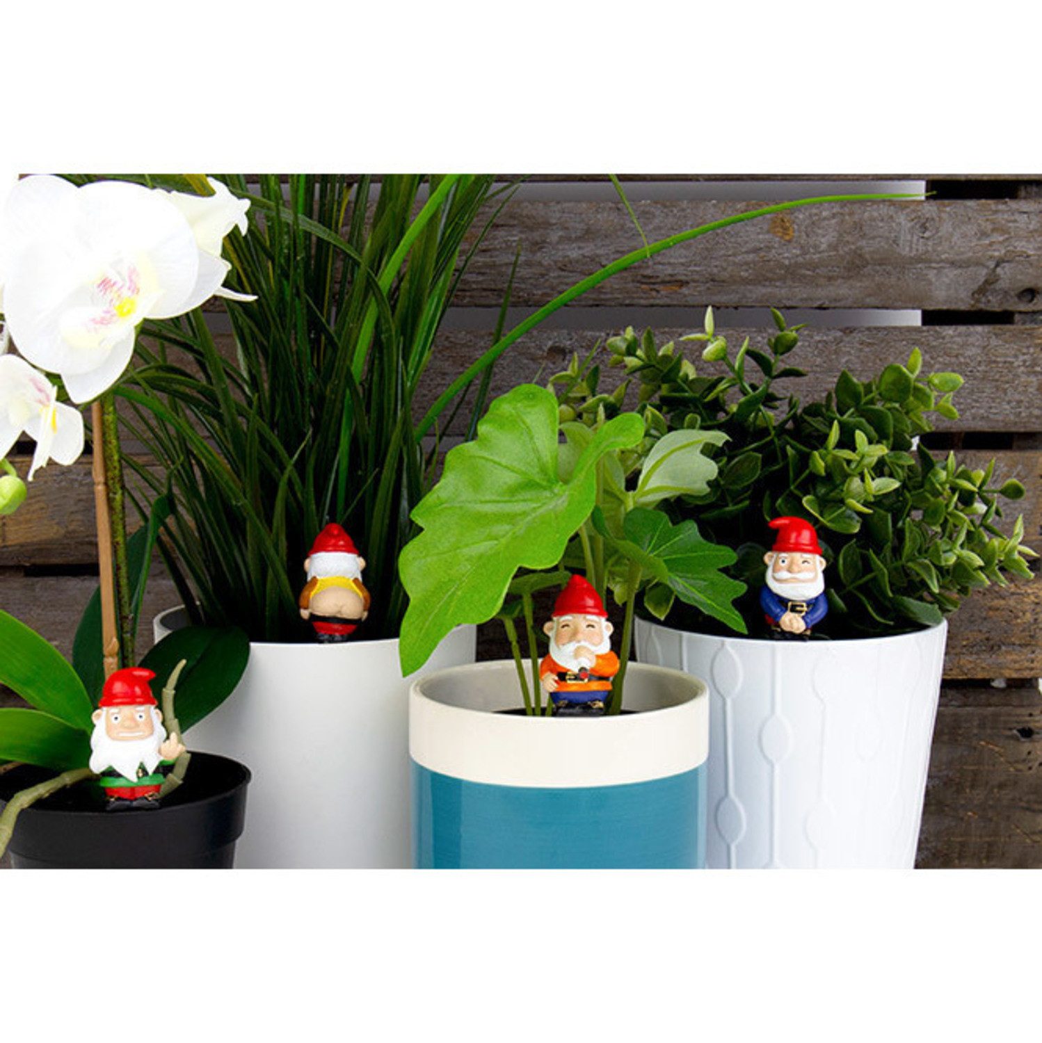 Mood Lab Miniatur Gartenzwerge Set - 4-teilige Garten Deko 8,9cm Für Indoor & Outdoor