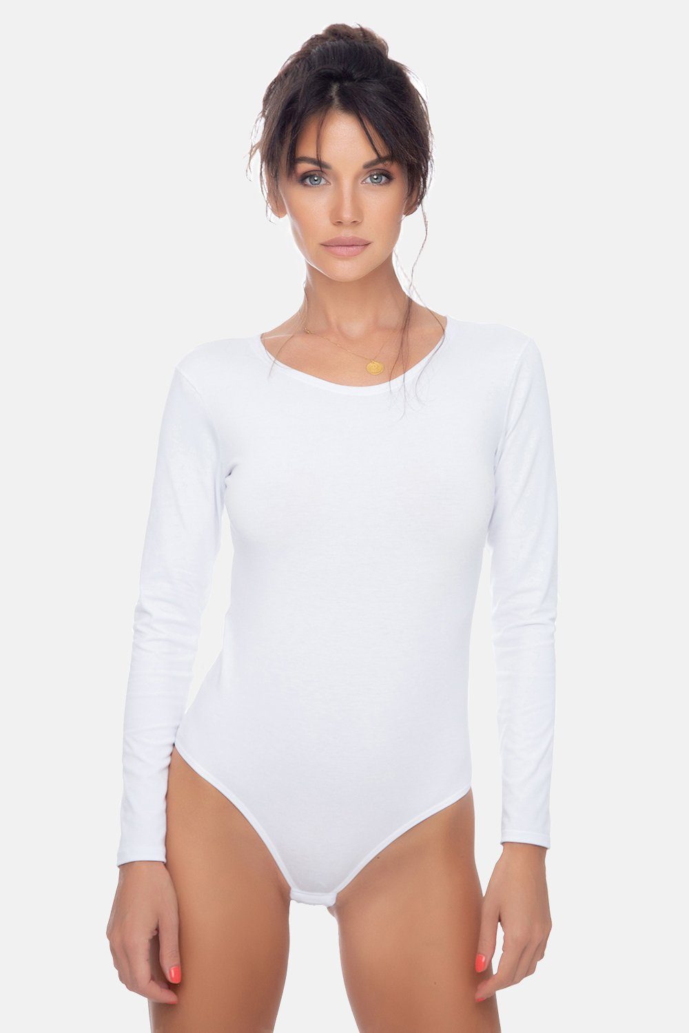 Evoni Body für Damen Langarm Blusenbody mit Rundhals