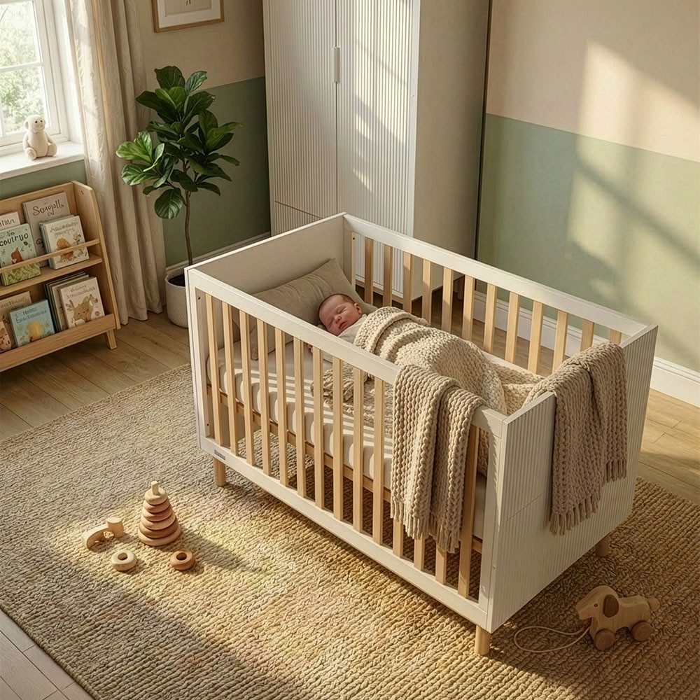 HOME DELUXE Kinderbett COCO - 72 × 140 × 84 cm, höhenverstellbar, entnehmbaren Stangen, Mitwachsendes Babybett