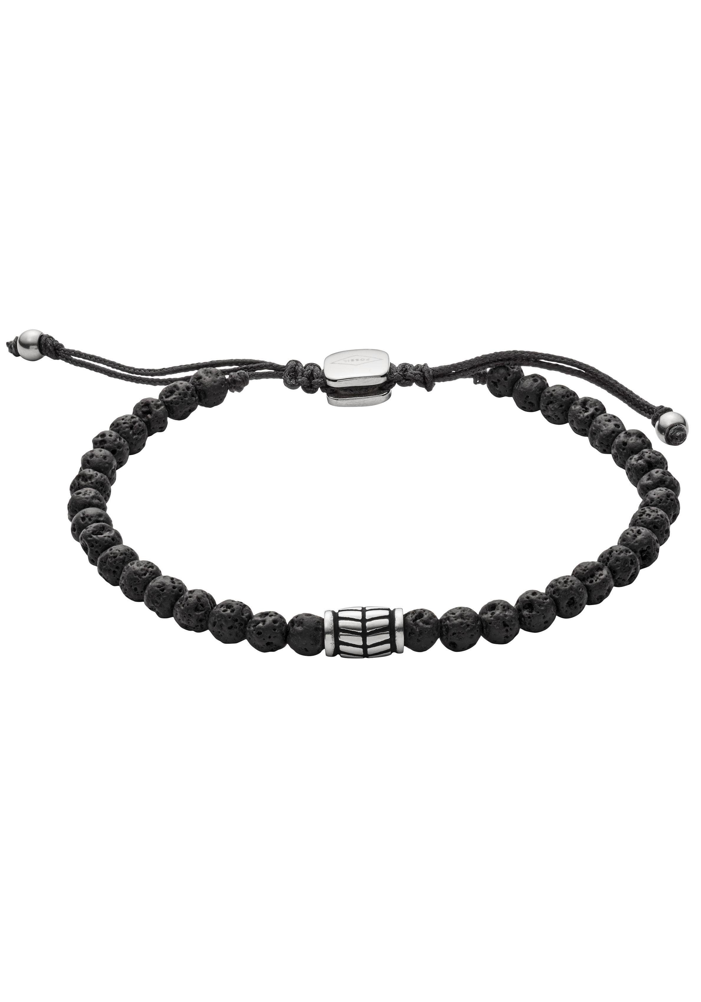 Fossil Armband Schmuck Geschenk Edelstahl Textil VINTAGE CASUAL, mit Lavastein