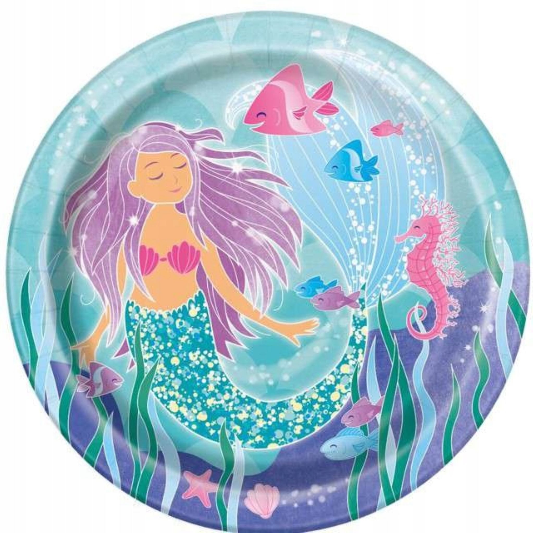 Unique Pappteller Papier Teller Meerjungfrau, 23 cm, 8 Stück