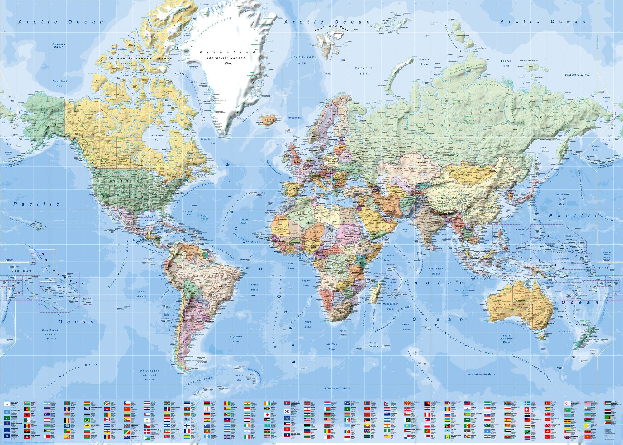 Poster World Map with flags - Giant Poster - English Edition