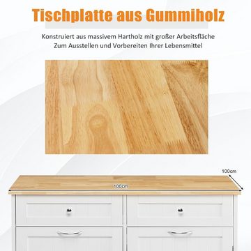 KOMFOTTEU Sideboard Küchenschrank, mit großer Arbeitsplatte & 2 Schubladen