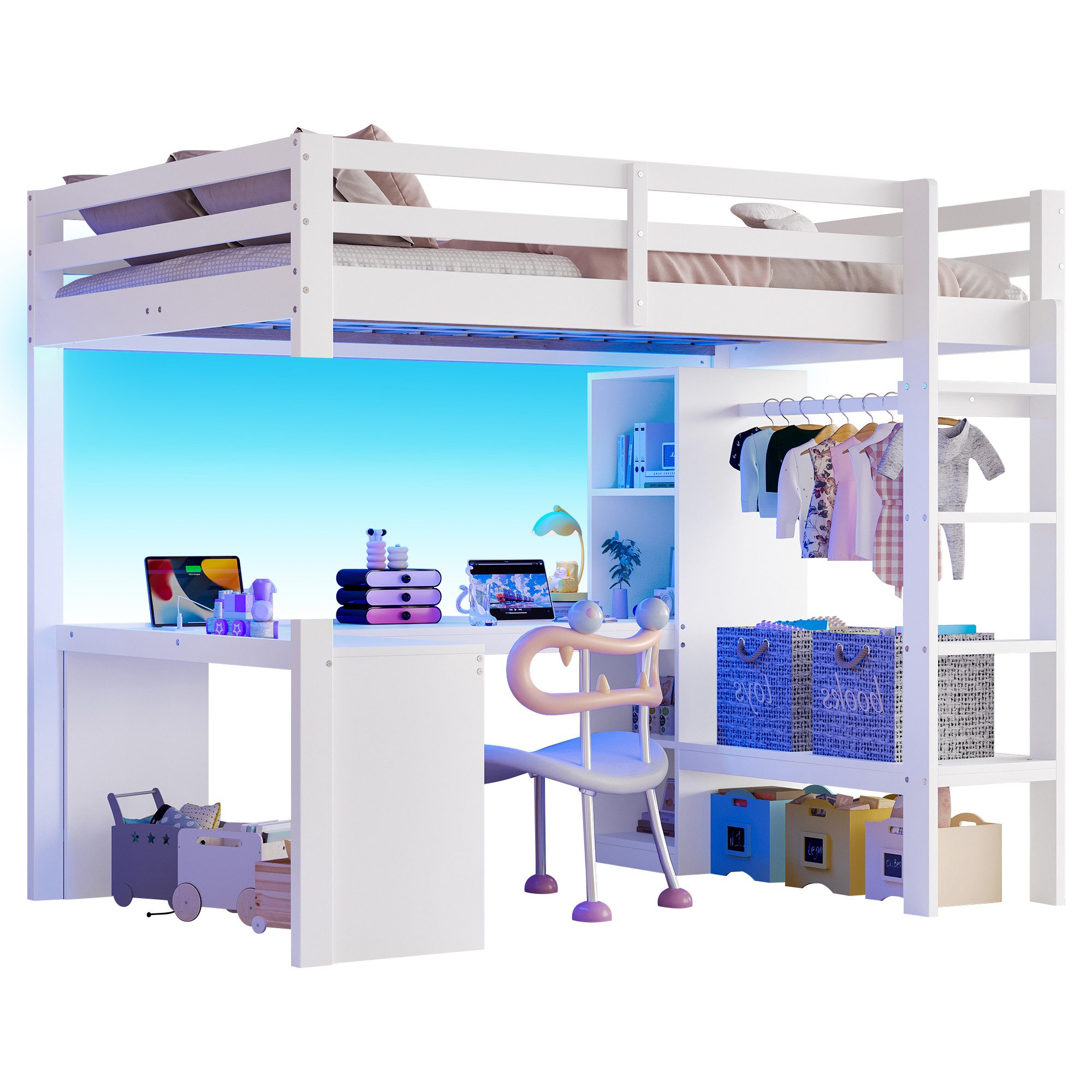 REDOM Hochbett Funktionsbett Stauraumbett Kinderbett (mit günstig online kaufen