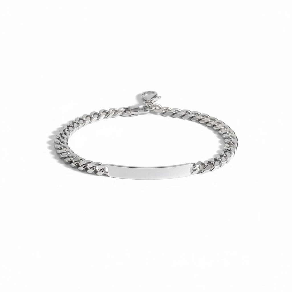 Karisma Schmuck Panzerarmband Silber 925 mit ID-Platte, 6,5 mm breit, Länge [21] cm, Identitätsarmband zum Gravieren, für Damen & Herren