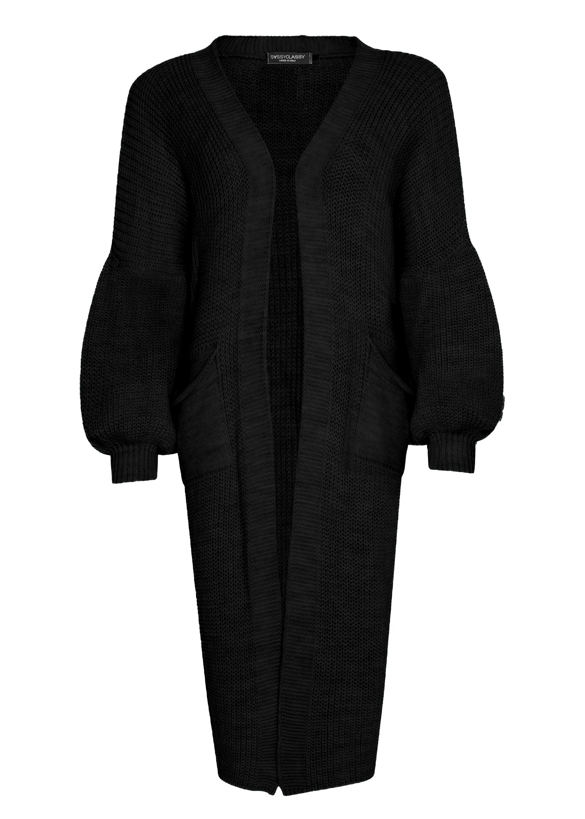 SASSYCLASSY Cardigan Oversize Strickjacke Damen lang mit Taschen Winter Max günstig online kaufen
