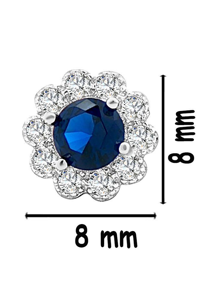 Limana Paar Ohrstecker runde kleine 925 Silber blau Ohrringe Schmuck für Frauen Damen Mutter (Weihnachtsgeschenk, Silberschmuck inkl. Dose), Weihnachten Geburtstag Muttertag Geschenk für Ehefrau Freundin Oma