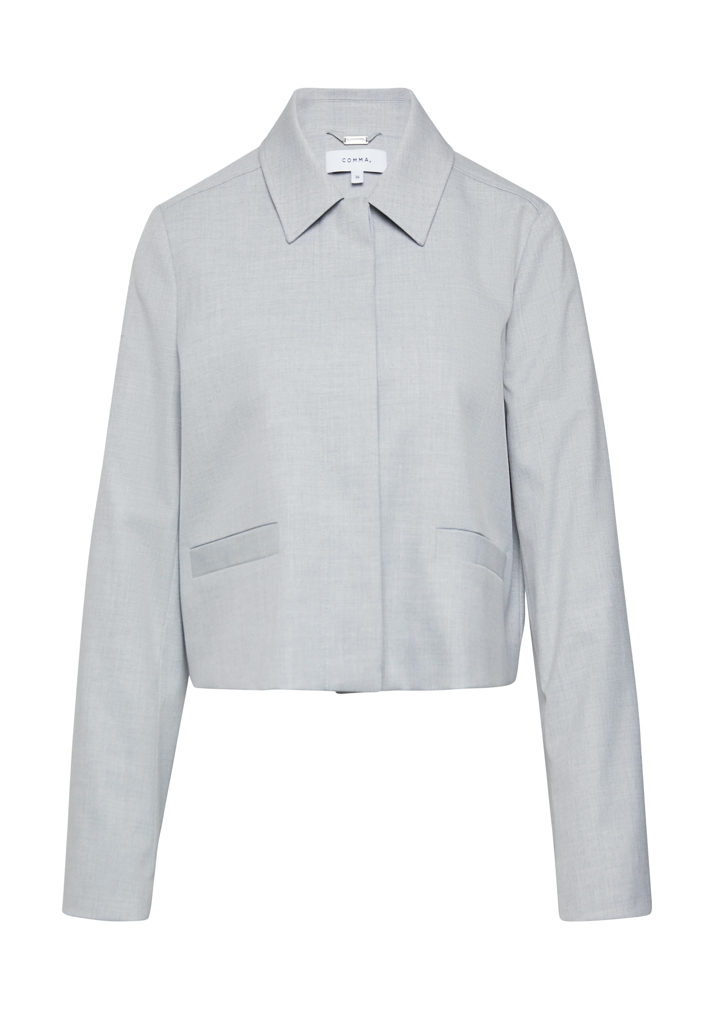 comma Jackenblazer kurz, mit Hemdkragen und verdeckter Knopfleiste