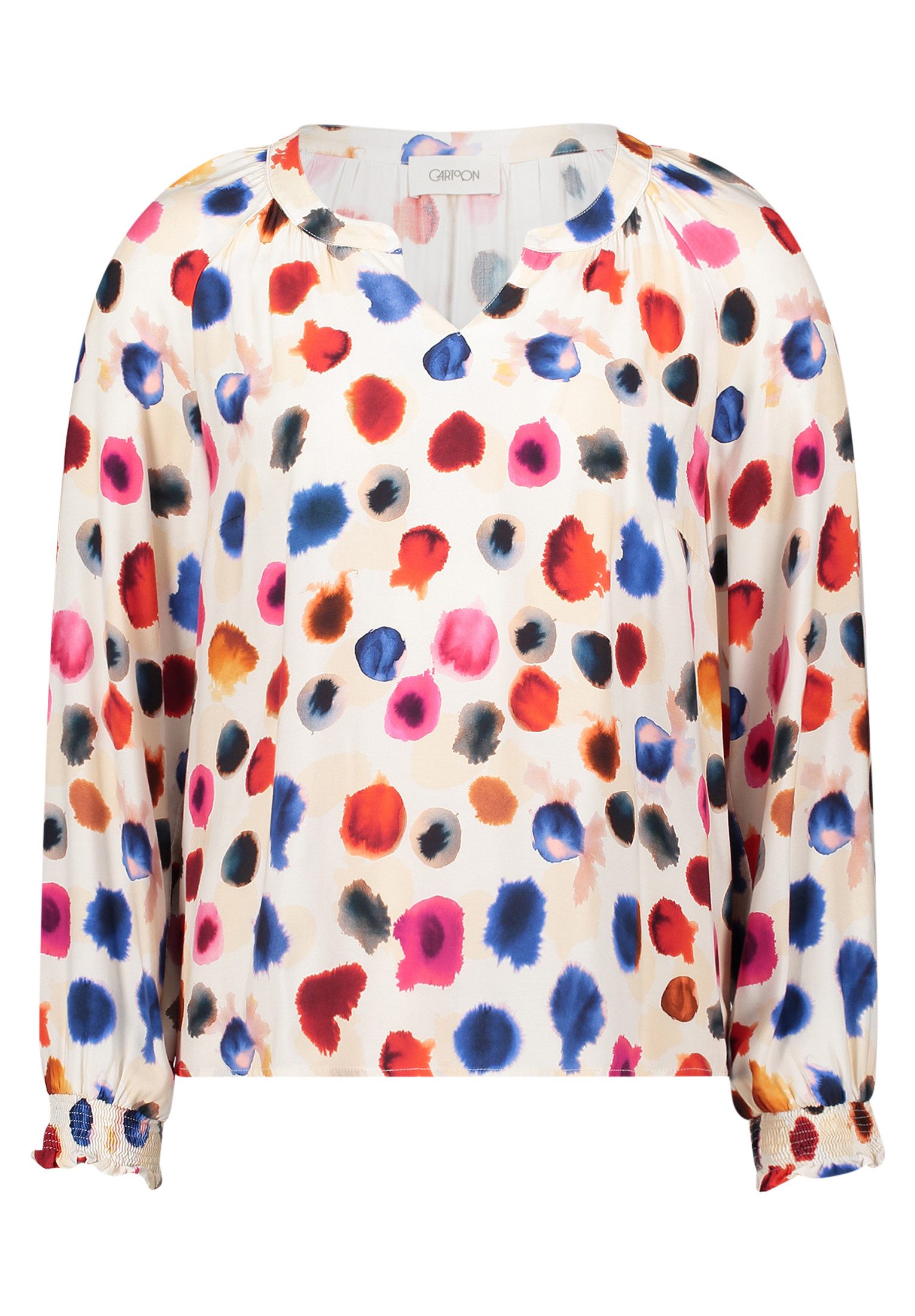 Cartoon Schlupfbluse Damen mit Raffung günstig online kaufen