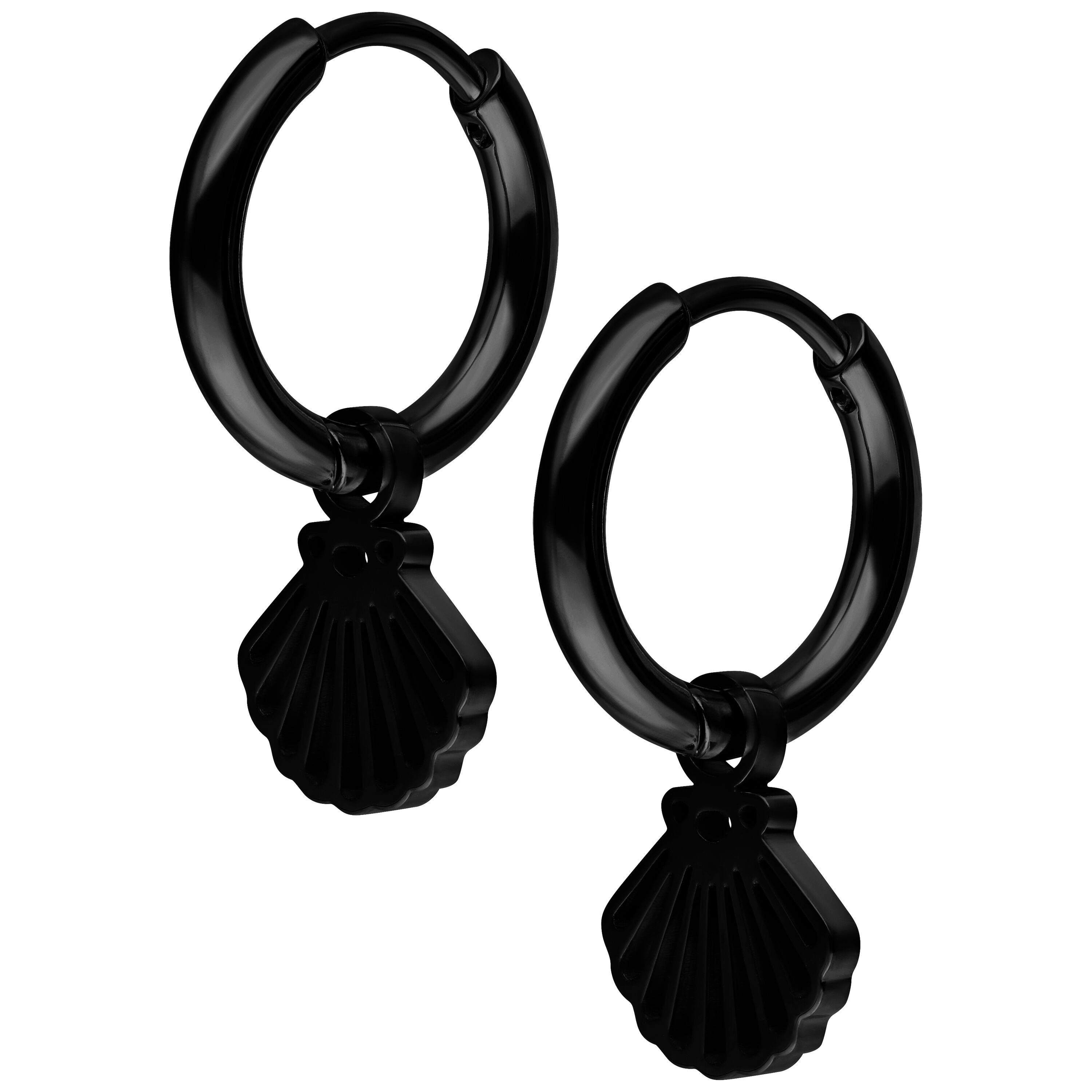 Paar Ohrhänger Mini Shell Hoops Pair - Schwarz