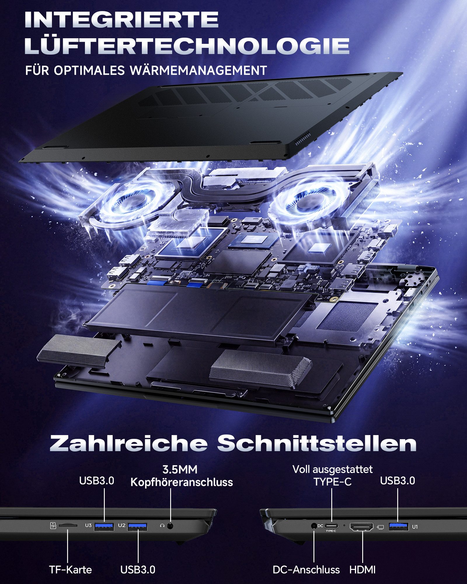 Jumper 17,6 Zoll laptop Intel Core i3 16 GB RAM 256 GB SSD Windows 11 Display Notebook (Intel CoreTM i3-10100Y, 16 GB, 256 GB SSD)